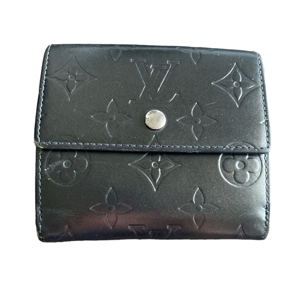 Louis Vuitton Elise Matte Vernis Charcoal Trifold Wallet - Picture 1 of 12